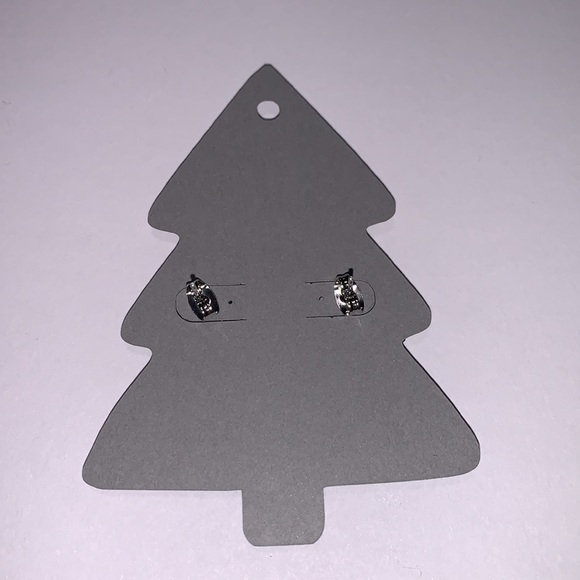 Handmade Blue Plaid Christmas Tree with Snowflake Earrings - Picture 3 of 3